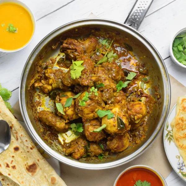 Chicken Varuval with Roti