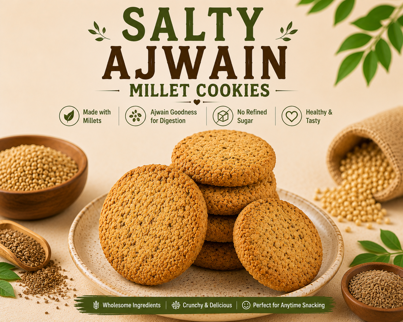 Salty Ajwain Millet Cookies